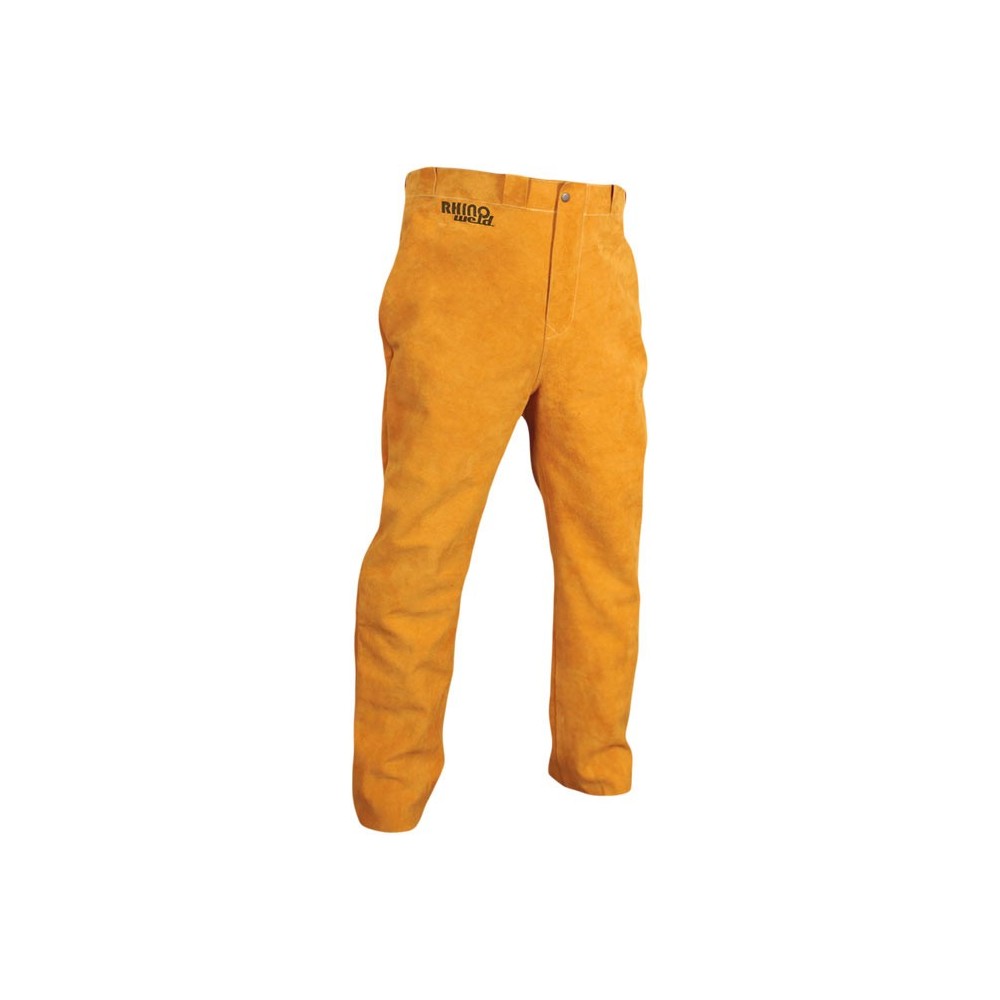 Pantalon soudeur en cuir jaune pour soudage