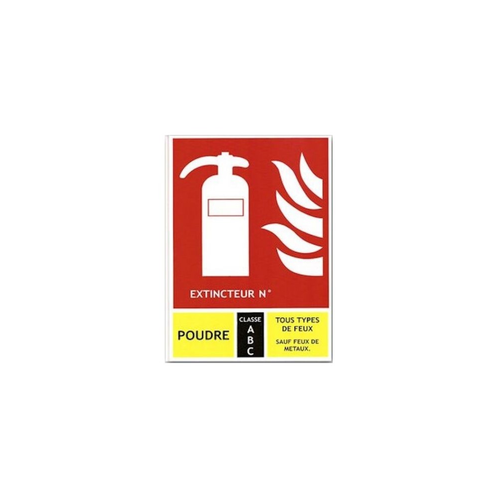 Panneau extincteur poudre polyvalent ABC, 15 x 20 cm