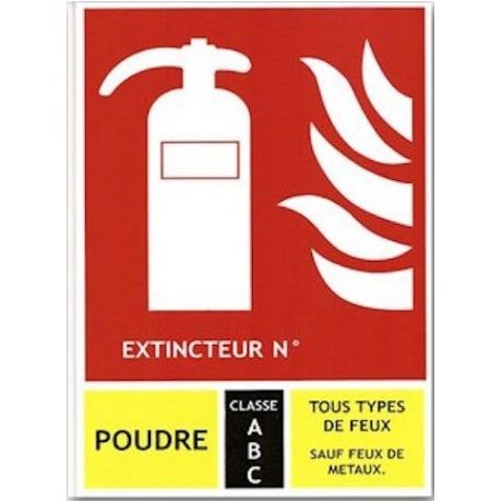 Panneau extincteur poudre polyvalent ABC, 15 x 20 cm