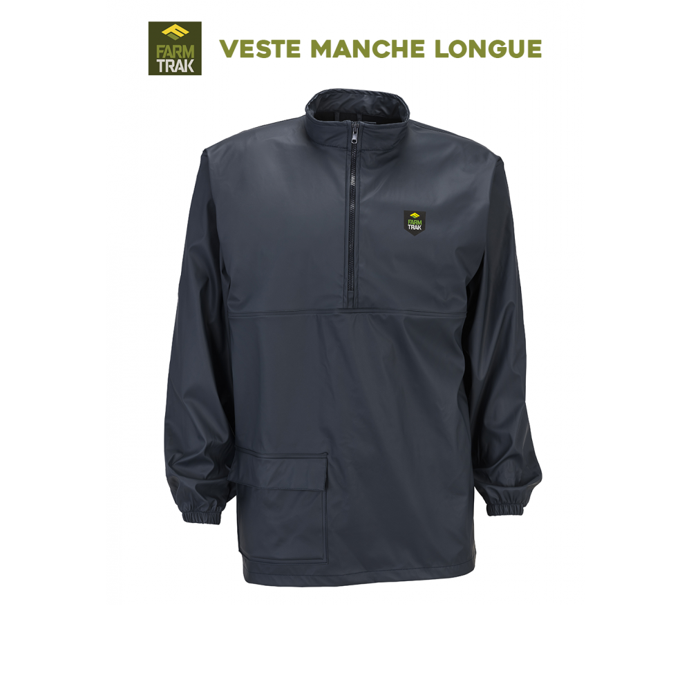 Veste de pluie manche longue sans capuche AGRIHEALTH Polyuréthane et polyester bleu sans capuche