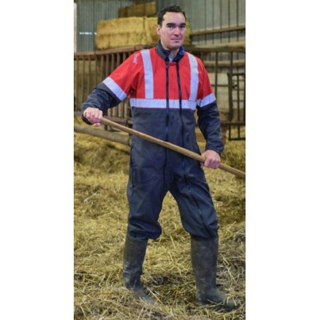 Combinaison de travail 2df homme VISIBILITY anti happement rouge coton / poly