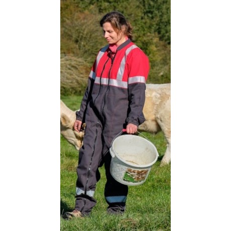 Combinaison 2DF femme VISIBILITY anti happement rouge coton / poly