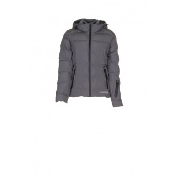 Vue de face de la veste femme chaude matelassée anthracite