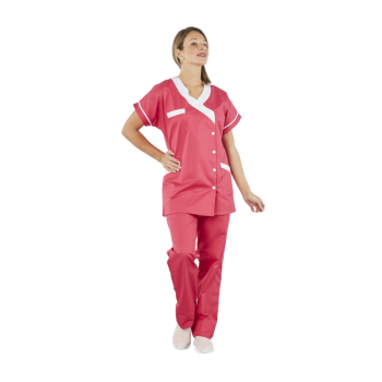 Pantalon mixte polyester coton élastiqué PACO fuschia PBV