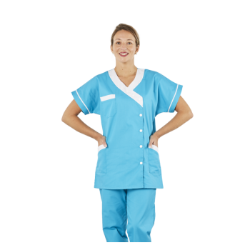 Pantalon mixte polyester coton élastiqué PACO turquoise PBV