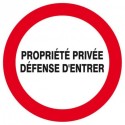 Panneau Propriété privée défense d'entrer rigide ou adhesif 18 cm