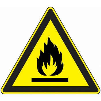 Panneau Danger risque d'inflammation rigide base 13 cm