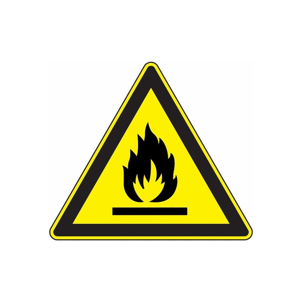 Panneau Danger risque d'inflammation rigide base 13 cm