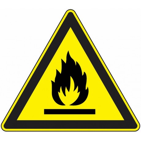 Panneau Danger risque d'inflammation rigide base 13 cm