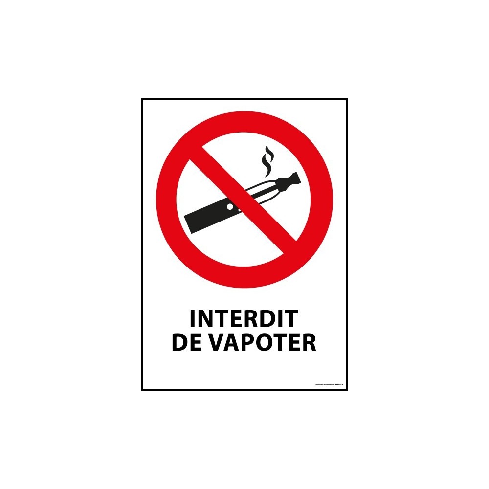 Panneau interdiction de vapoter en PVC format A4