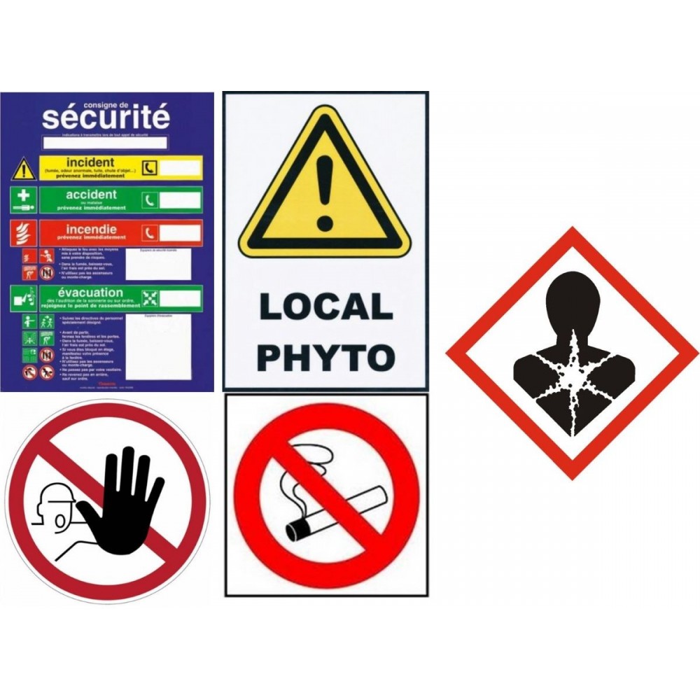 Kit Signaletique pour local phytosanitaire 5 panneaux Kit Signaletique pour local phytosanitaire 5 panneaux