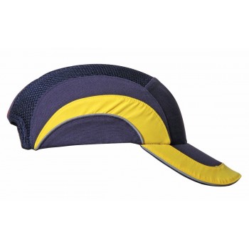 Casquette anti-heurt A+ hardcap JSP visière 7 cm bleu jaune