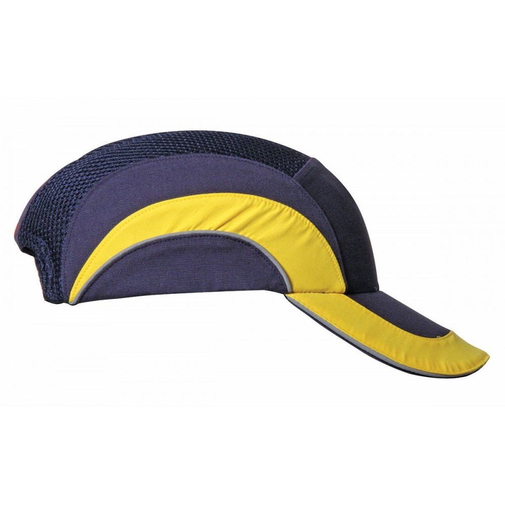 Casquette anti-heurt A+ hardcap JSP visière 7 cm bleu jaune Casquette anti-heurt A+ hardcap JSP visière 7 cm bleu jaune