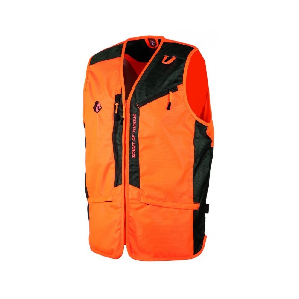 Gilet chasse sans manche anti ronce orange TREELAND