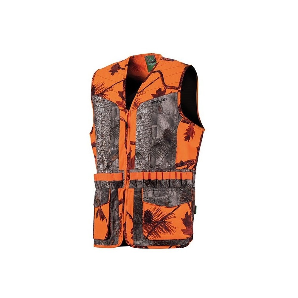 Gilet chasse sans manche camouflage orange calibre 20 TREELAND
