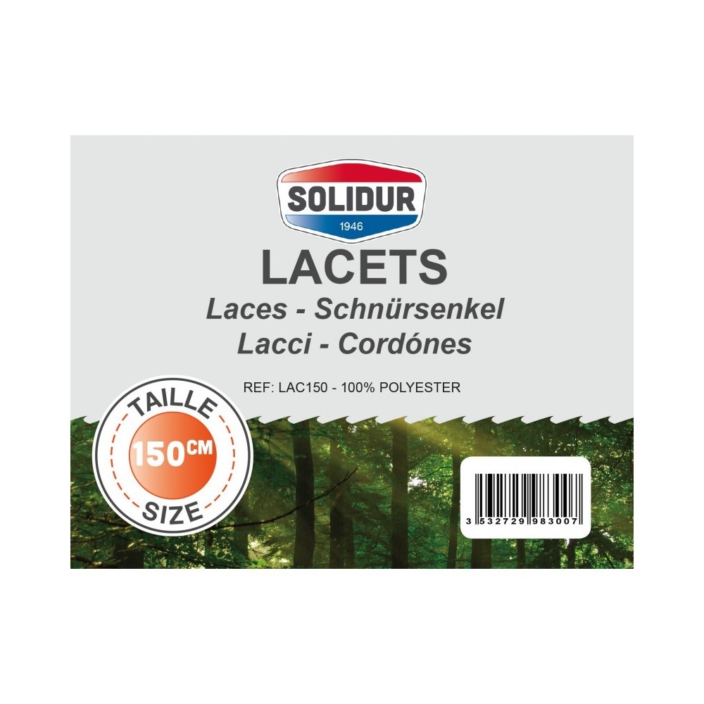 Lacets rond coloris marron 150 cm pour chaussures de pro SOLIDUR Lacets rond coloris marron 150 cm pour chaussures de pro SOLIDUR