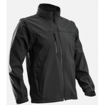 Veste softshell 2 en 1 noire imperméable, respirante, coupe vent