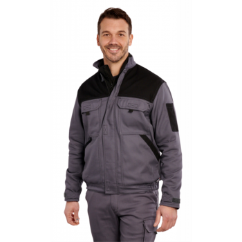 Blouson de travail poly coton sans métal DENNIS gris noir