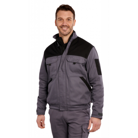 Blouson de travail poly coton sans métal DENNIS gris noir