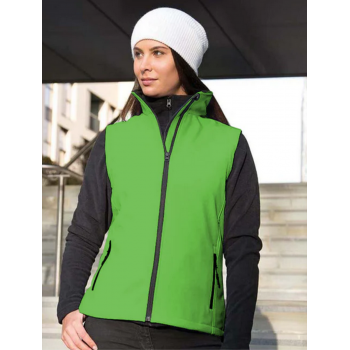 Veste softshell RESULT sans manche aux couleurs GROUPAMA femme