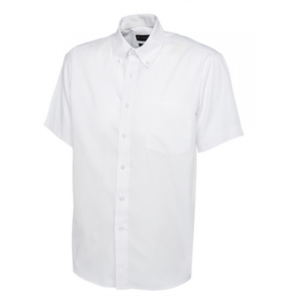 Chemise blanche manches courtes 15% polyester et 85 % coton