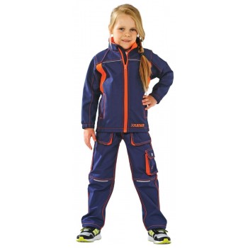 Enfant présentant Veste Softshell enfant BASLT NEON Planam marine orange