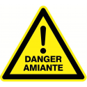 Panneau danger amiante risque majeur adhésif