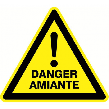 Panneau danger amiante adhésif 90mm X 90mm X 90 mm