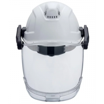 Casque électricien UVEX visière déployée