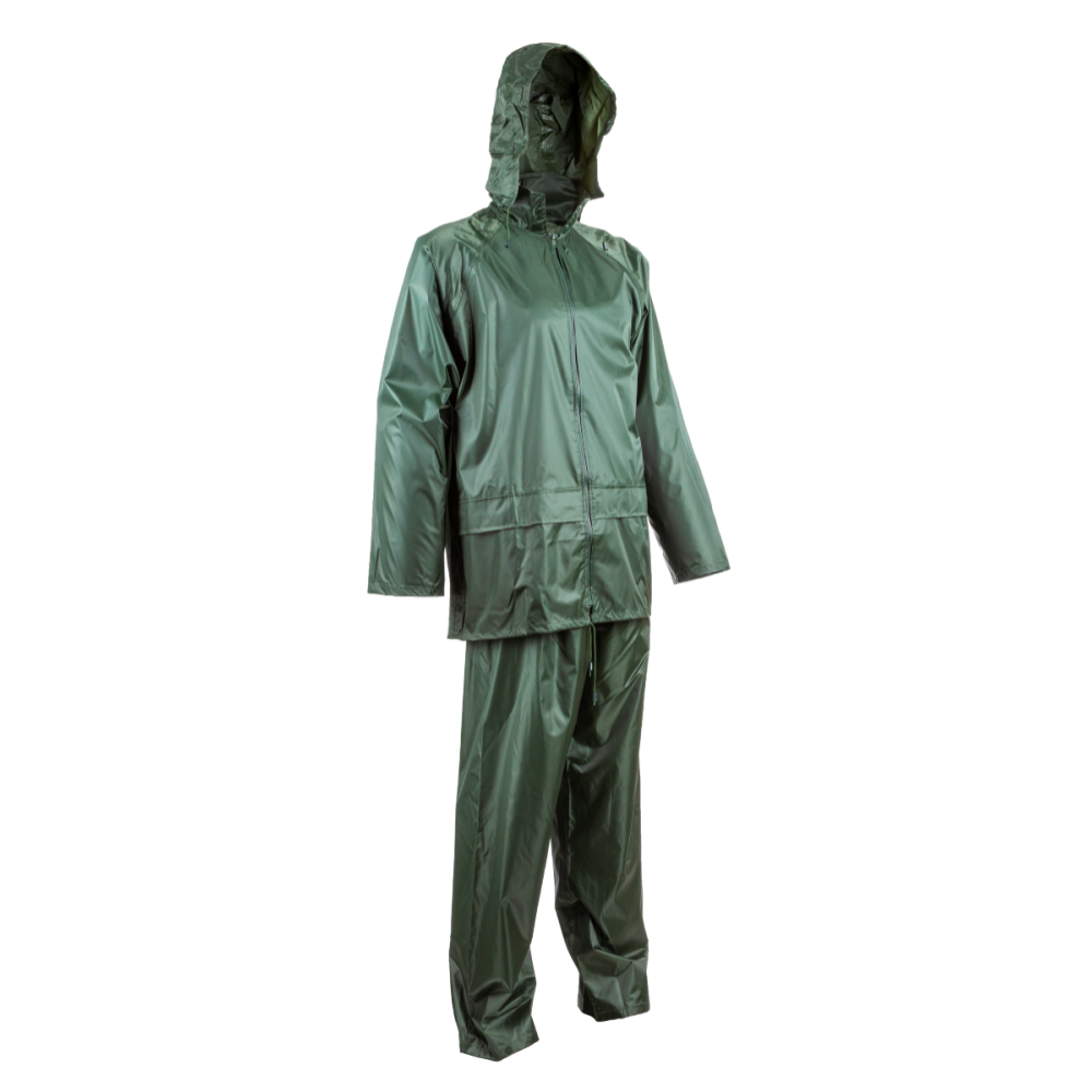 Ensemble de Pluie Nylon Pvc Vert COVERGUARD avec capuche