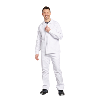 Veste de travail 100% coton blanc PBV Dijon face