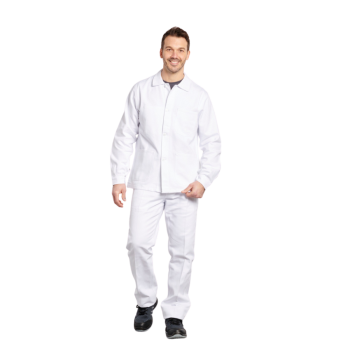Veste de travail 100% coton blanc PBV Dijon face