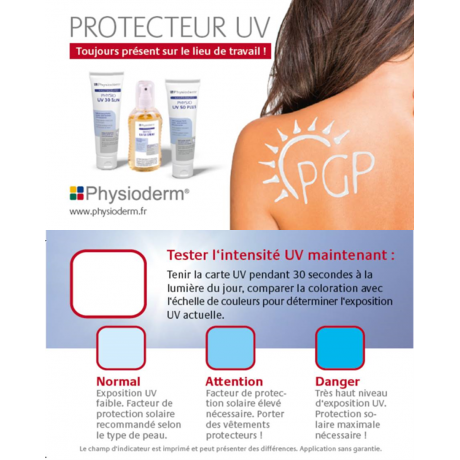 Test intensité des UV CARD Physioderm