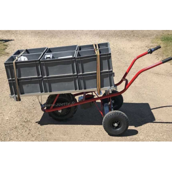 Brouette électrique ZOETTE PRO PRIMEUR caisse avec roues directionnelles en option