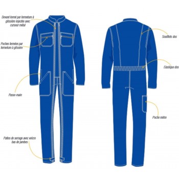 Combinaison de travail bugatti double fermeture 100 % coton