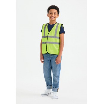 Gilet haute visibilité Enfant Junior jaune fluo avec bandes