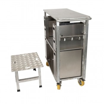 Marche pieds aluminium devant chariot de travail ergonomique JASMIN