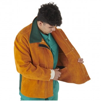 Poche de veste en croûte de cuir thermorésistante avec dos en coton ignifugé SPARK