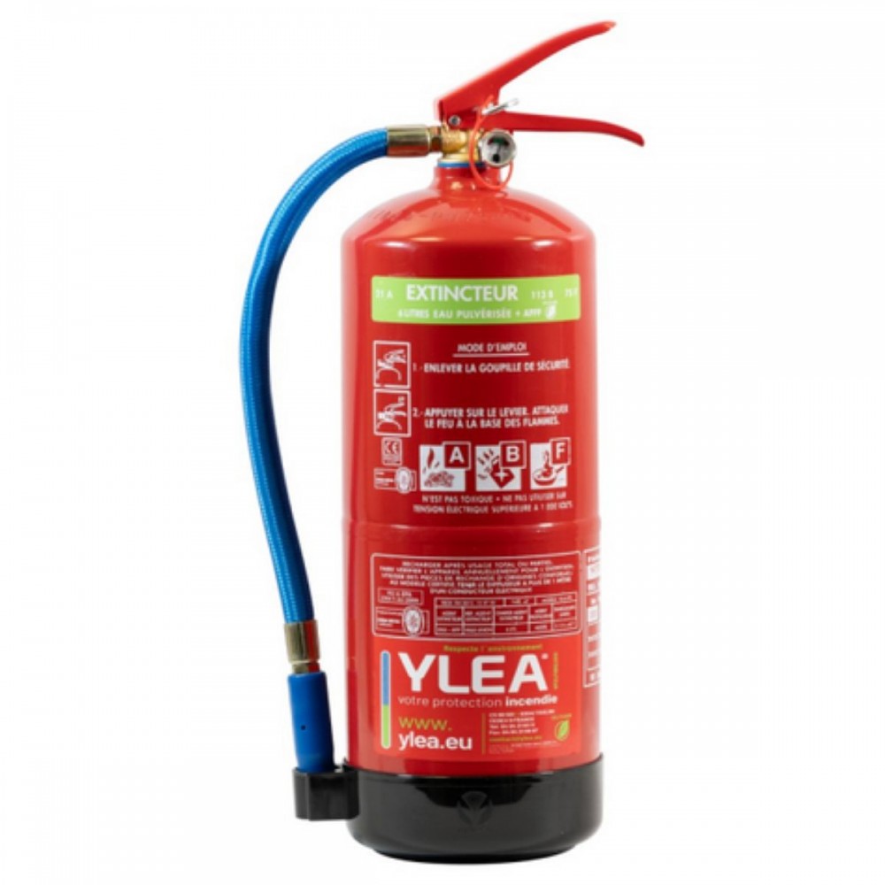 Extincteur eau mousse 9 L sans fluor YLEA avec support mural