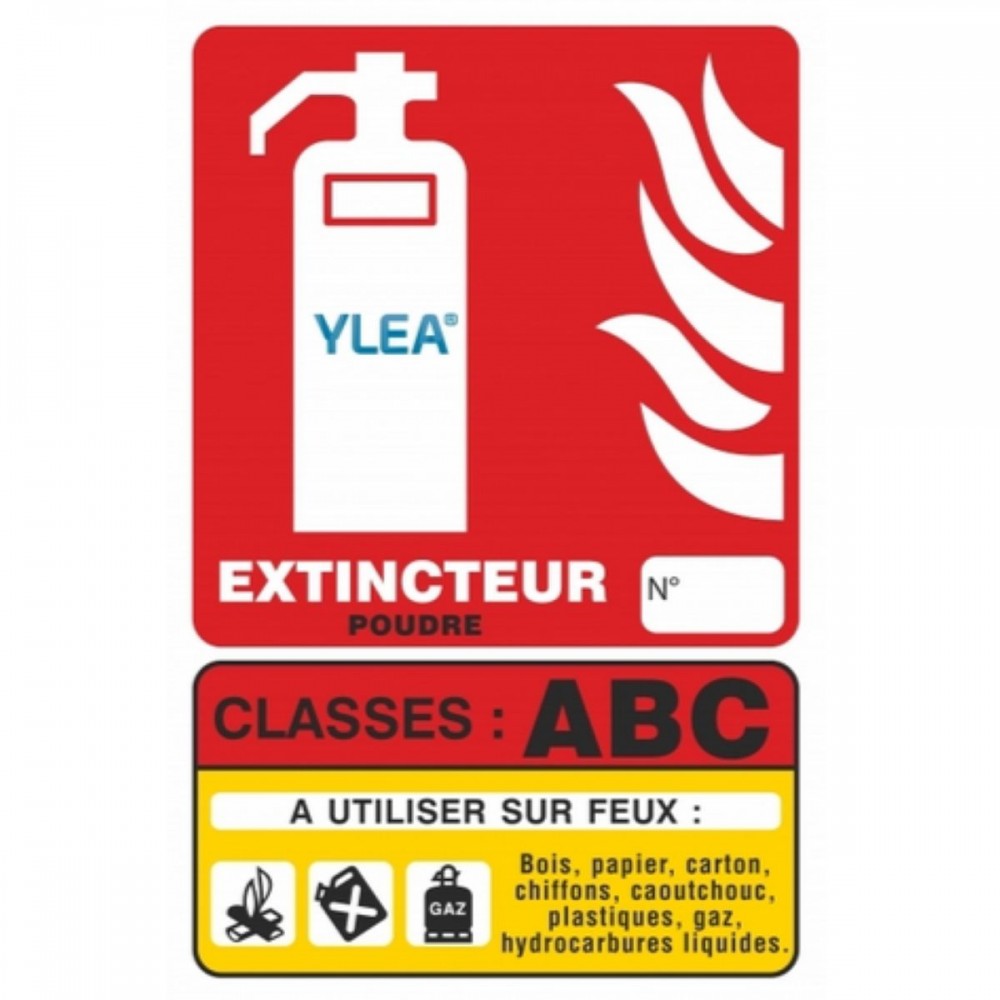 Panneau extincteur poudre polyvalent ABC, 125 x 190 cm