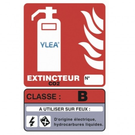 Panneau signalétique pour extincteur CO₂ – Feux B et électriques