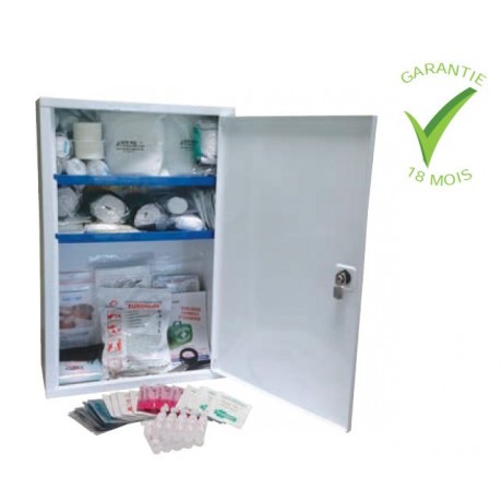 Armoire à pharmacie complète 10 personnes (92 articles)