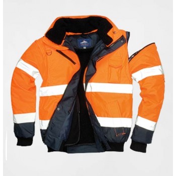 blouson haute visibilité orange avec manches amovibles