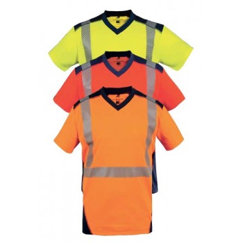 tee shirts manches courtes haute visibilité jaune orange rouge