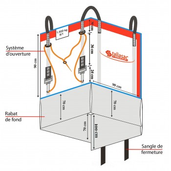 Conteneur big bag Taliabag, fond plat ouvrable, 1500 kg réutilisable