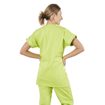 Tunique femme médicale poly coton 200gr TANA bicolore citron blanc lavage 80°