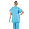 Tunique femme médicale poly coton 200gr TANA bicolore Turquoise/blanc lavage 80° dos