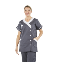 Tunique femme médicale poly coton 200gr TANA bicolore gris/blanc lavage 80°