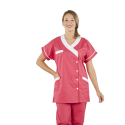 Tunique femme médicale poly coton 200gr TANA bicolore Fushia/blanc lavage 80°