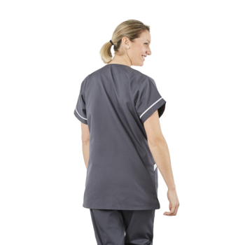 Tunique femme médicale poly coton 200gr TANA bicolore gris blanc dos lavage 80°